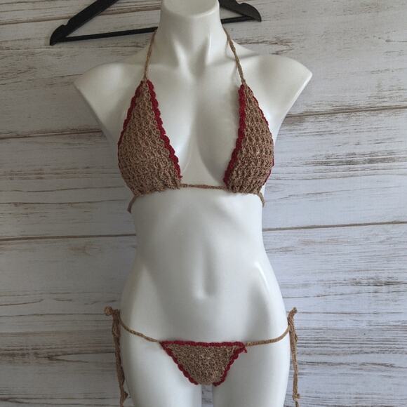 UjENA Crochet Knit 2 piece bikini swim sz xs - Picture 2 of 8